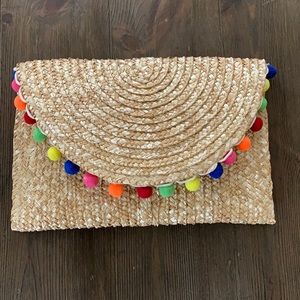 🔵🟣🔴🟠🟡🟢LOFT Pom Pom Clutch.